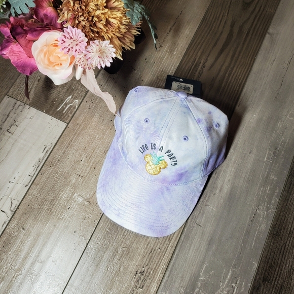 NWT Disney Mickey Mouse Pineapple Tie-Dye Dad Cap (One Size) Unisex Purple - Picture 9 of 12